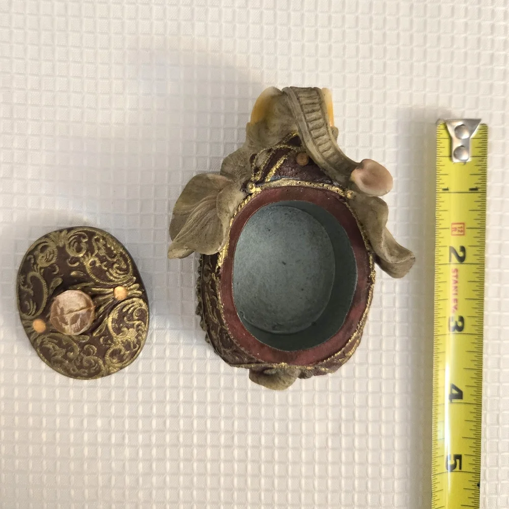 Vtg Dimontti Elephant Trinket Box Resin Composite Embellished Vanity Decor Italy